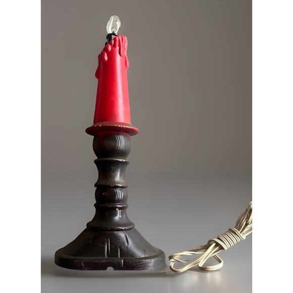 VTG Blow Mold Plastic Christmas Candle Holder Candlestick Set Light Holiday NICE - Picture 4 of 5